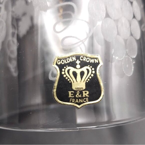Vintage Lead Crystal Grapevine Hostess Dinner Bell France Golden Crown E&R - Picture 2 of 6